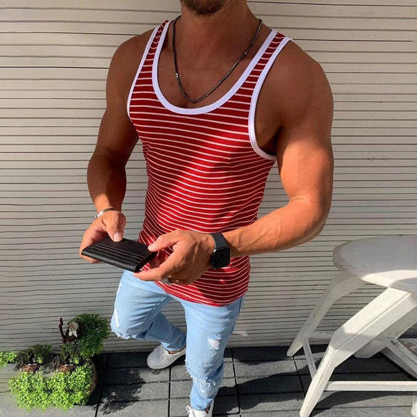 Vest Casual Men's Underwear Vest Striped Fitness