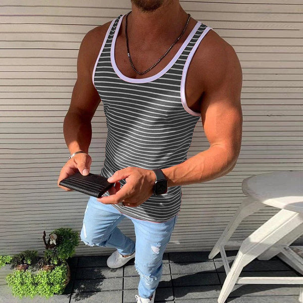 Vest Casual Men's Underwear Vest Striped Fitness